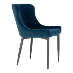 Giga Meubel Eetkamerstoel Velvet Blauw - Zithoogte 47cm - Stoel Boston -Puur Woood Winkel 1000069313 0103