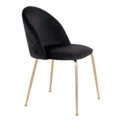 Giga Meubel Eetkamerstoel Velvet Zwart Brass - Zithoogte 46cm -Puur Woood Winkel 1000069327 0102