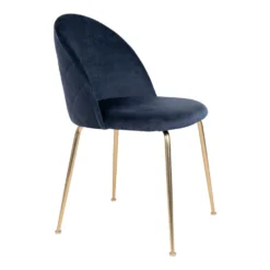 Giga Meubel Eetkamerstoel Velvet Blauw Brass - Zithoogte 46cm -Puur Woood Winkel 1000069329 0103