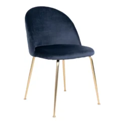 Giga Meubel Eetkamerstoel Velvet Blauw Brass - Zithoogte 46cm