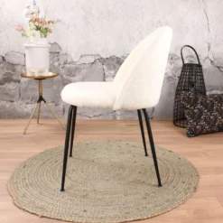 DS4U® Luuk Eetkamerstoel Teddy - Stof - Wit -Puur Woood Winkel 1000069440 0103