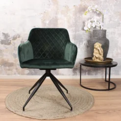 DS4U® Romy Armstoel Velvet - Stof - Groen -Puur Woood Winkel 1000069468 0102