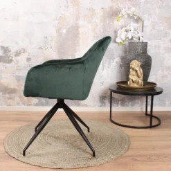 DS4U® Romy Armstoel Velvet - Stof - Groen -Puur Woood Winkel 1000069468 0103