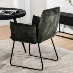 Rogier Armstoel Velvet - Stof - Groen -Puur Woood Winkel 1000069471 0102