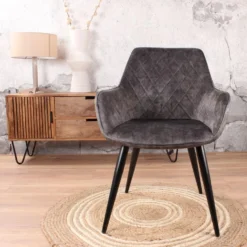 DS4U® Ravi Eetkamerstoel Vintage - Stof - Grijs -Puur Woood Winkel 1000069476 0102