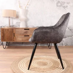 DS4U® Ravi Eetkamerstoel Vintage - Stof - Grijs -Puur Woood Winkel 1000069476 0103