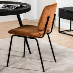 Ribel Eetkamerstoel Wave - Stof - Koperkleurig -Puur Woood Winkel 1000069478 0102