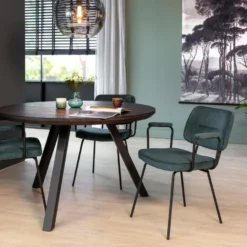 Remco Armstoel Ribstof - Stof - Groen -Puur Woood Winkel 1000069500 0102