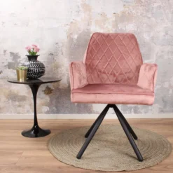 DS4U® Lucio Armstoel Velours - Stof - Roze -Puur Woood Winkel 1000070340 0102