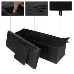 ACAZA Poef - Opvouwbaar - Zonder Poten - 2 Compartimenten - 110 Cm - Zwart -Puur Woood Winkel 1000070620 0102