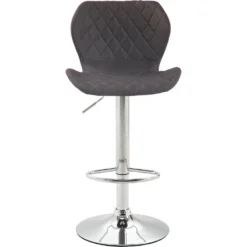 CLP Barkruk Cork Chroom Frame Stof Grijs -Puur Woood Winkel 1000070981 0101