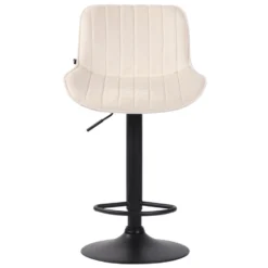 CLP Barkruk Lentini Zwart Frame Fluweel Crème -Puur Woood Winkel 1000070999 0101