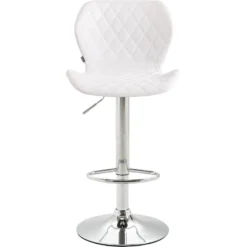 CLP Barkruk Cork Chroom Frame Kunstleder Wit -Puur Woood Winkel 1000071002 0101