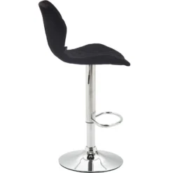 CLP Barkruk Cork Chroom Frame Stof Zwart -Puur Woood Winkel 1000071011 0102