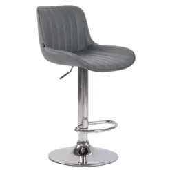 CLP Barkruk Lentini Chroom Frame Kunstleder Grijs