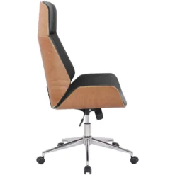 Clp Bureaustoel Varel Natura Frame Kunstleer Zwart -Puur Woood Winkel 1000071109 0102