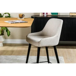 Giga Meubel Barkruk Bouclé Wit - Zithoogte 66cm - Modern - Stoel Timo -Puur Woood Winkel 1000071275 0102