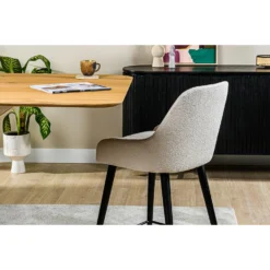 Giga Meubel Barkruk Bouclé Wit - Zithoogte 66cm - Modern - Stoel Timo -Puur Woood Winkel 1000071275 0103