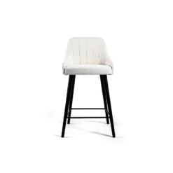 Giga Meubel Barkruk Bouclé Wit - Zithoogte 66cm - Modern - Stoel Timo