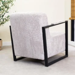 Moderne Fauteuil Madeline Ribstof Lichtgrijs - Stof - Grijs -Puur Woood Winkel 1000072637 0102