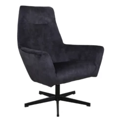 Fauteuil Draaibaar Casper Velvet Antraciet - Stof - Grijs -Puur Woood Winkel 1000072638 0103