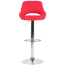 CLP Barkruk Milet Frame Chroom-look Stof Rood -Puur Woood Winkel 1000073460 0101