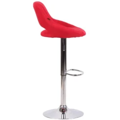 CLP Barkruk Milet Frame Chroom-look Stof Rood -Puur Woood Winkel 1000073460 0102