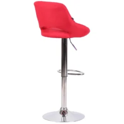 CLP Barkruk Milet Frame Chroom-look Stof Rood -Puur Woood Winkel 1000073460 0103