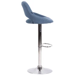 CLP Barkruk Milet Frame Chroom-look Stof Blauw -Puur Woood Winkel 1000073463 0102