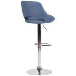 CLP Barkruk Milet Frame Chroom-look Stof Blauw -Puur Woood Winkel 1000073463 0103