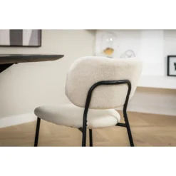 Giga Meubel Eetkamerstoel Teddy Wit - Zwart Onderstel - Stoel Marc -Puur Woood Winkel 1000073469 0103