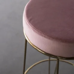 Giga Meubel - Barkruk Velvet Roze - Gouden Onderstel - 32x75cm - Britt -Puur Woood Winkel 1000073926 0102