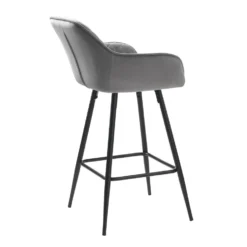 Giga Meubel Barstoel Grijs - Velvet - Barstoel Milton -Puur Woood Winkel 1000074319 0102