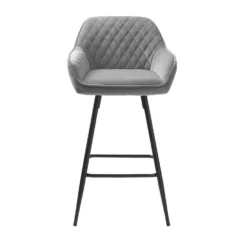 Giga Meubel Barstoel Grijs - Velvet - Barstoel Milton