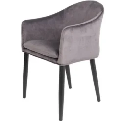 Puur Kinna Eetkamerstoel Velours - Stof - Grijs -Puur Woood Winkel 1000074355 0101