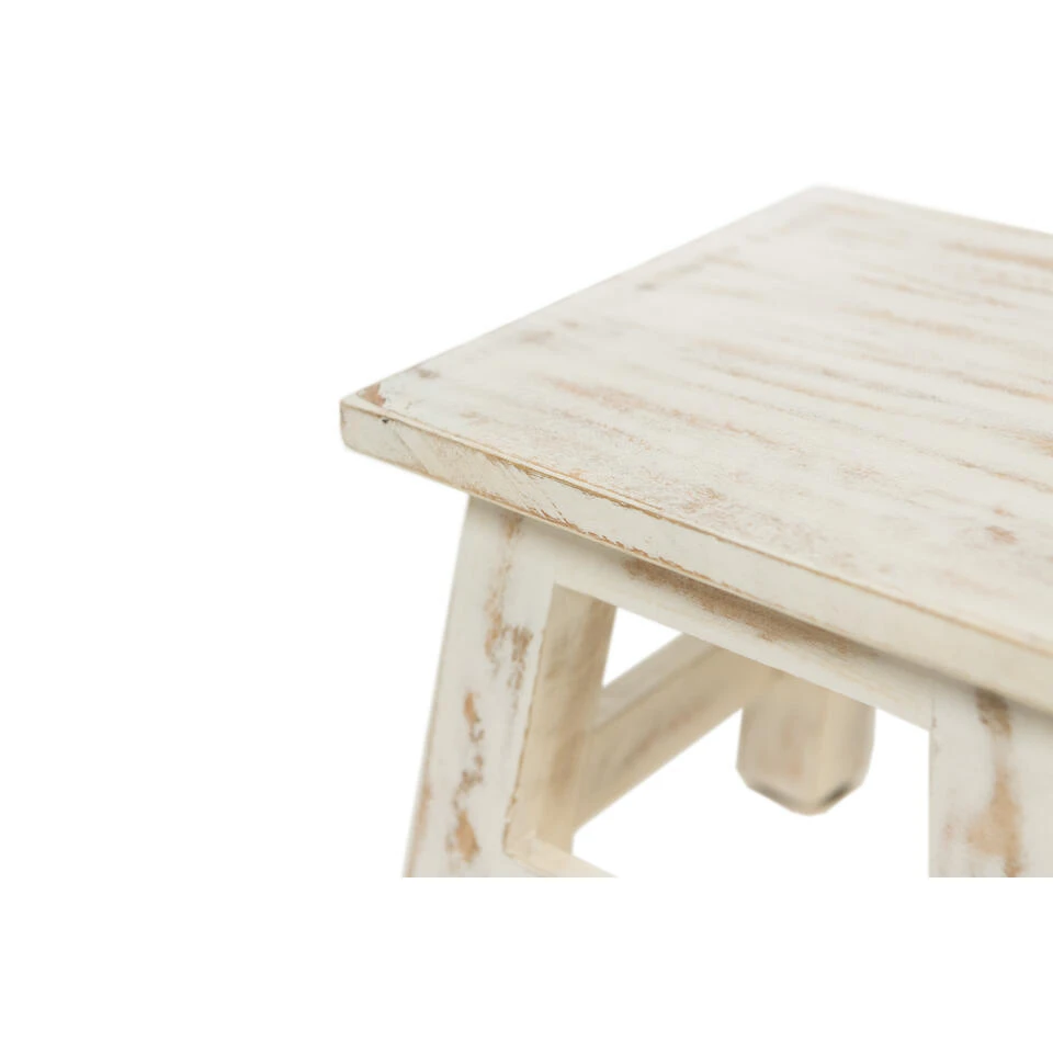 Rootsmann Houten Krukje - Wit - Hout 2 Rootsmann Houten Krukje - Wit - Hout - Afbeelding 2