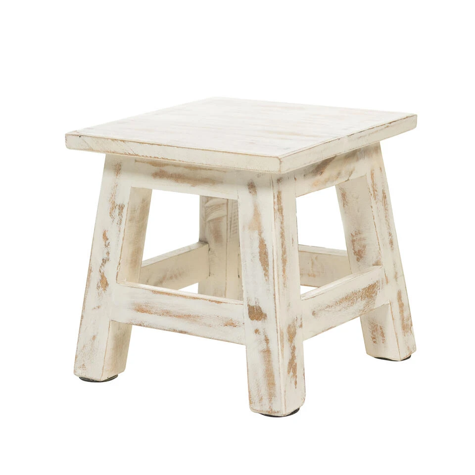 Rootsmann Houten Krukje - Wit - Hout 1 Rootsmann Houten Krukje - Wit - Hout