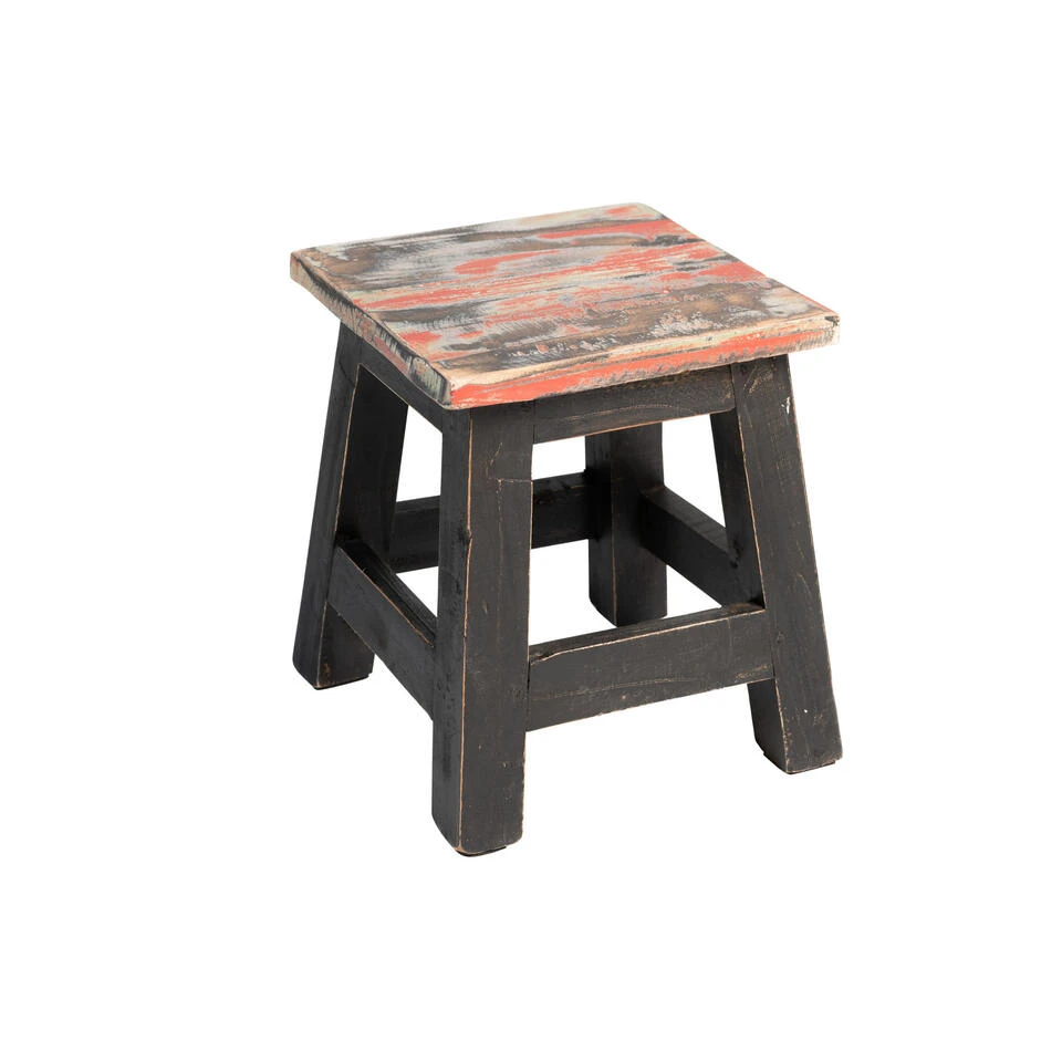 Rootsmann Houten Krukje - Mixkleur Zwart - Hout 2 Rootsmann Houten Krukje - Mixkleur Zwart - Hout - Afbeelding 2