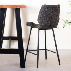 Barkruk Beau Chenille Zwart - Zithoogte 67 Cm - Stof - Zwart -Puur Woood Winkel 1000074894 0102