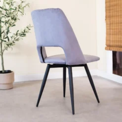 Eetkamerstoel Draaibaar Mila Velvet Grijs - Stof - Grijs -Puur Woood Winkel 1000074915 0102