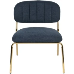 Puur Viken Fauteuil Donkerblauw/goud - Stof - Blauw -Puur Woood Winkel 1000074919 0102
