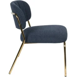 Puur Viken Fauteuil Donkerblauw/goud - Stof - Blauw -Puur Woood Winkel 1000074919 0103