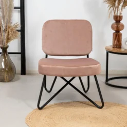 Velvet Fauteuil Jasmijn Roze - Stof - Roze -Puur Woood Winkel 1000074960 0101