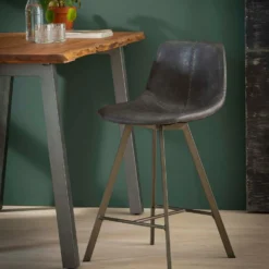 Barstoel Jill Kuip - Lederlook - Zwart -Puur Woood Winkel 1000076852 0102