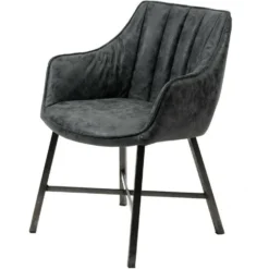 Newbury Eetkamerstoel Wax - Lederlook - Zwart