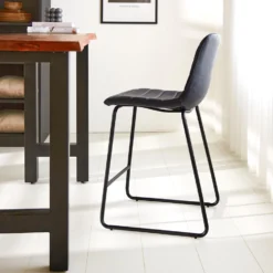 Set Van 2 Barkrukken Industrieel Mark Blauw Zithoogte 65 Cm Kunstleder 6 Set Van 2 Barkrukken Industrieel Mark Blauw Zithoogte 65 Cm Kunstleder -Puur Woood Winkel 1000078924 0102