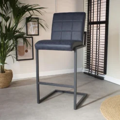 Set Van 2 Barkrukken Industrieel Hoxton Blauw Zithoogte 78 Cm Kunstleder -Puur Woood Winkel 1000078927 0101