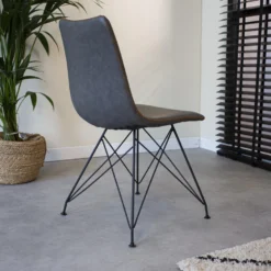 Set Van 2 Eetkamerstoelen Industrieel Viano Antraciet - Kunstleder - Grijs 6 Set Van 2 Eetkamerstoelen Industrieel Viano Antraciet - Kunstleder - Grijs -Puur Woood Winkel 1000078944 0102