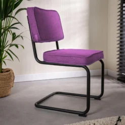 Set Van 2 Eetkamerstoelen Industrieel Remo Paars - Stof - Paars -Puur Woood Winkel 1000078950 0102