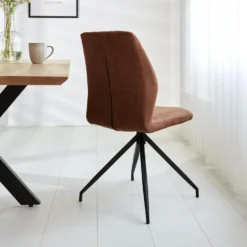 Set Van 2 Eetkamerstoelen Industrieel Grizzly Cognac - Stof - Bruin -Puur Woood Winkel 1000078963 0103